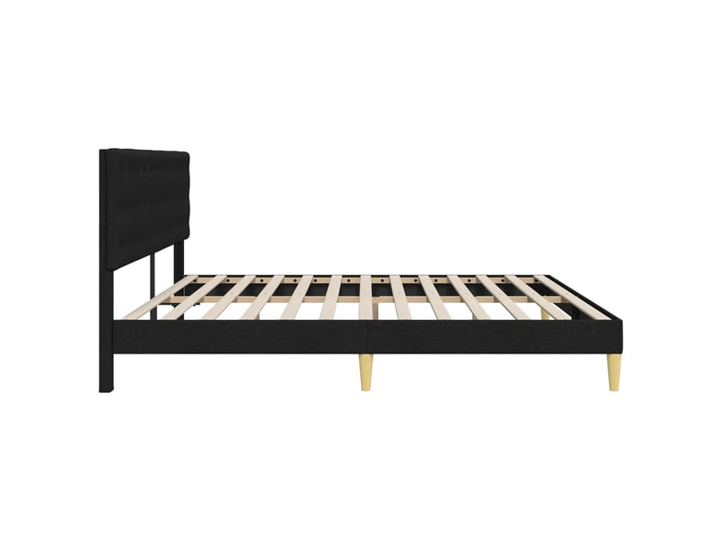  Lit double- lit adulte -  cadre de lit avec tête de lit noir 200 x 200 cm tissu  - Conforama D