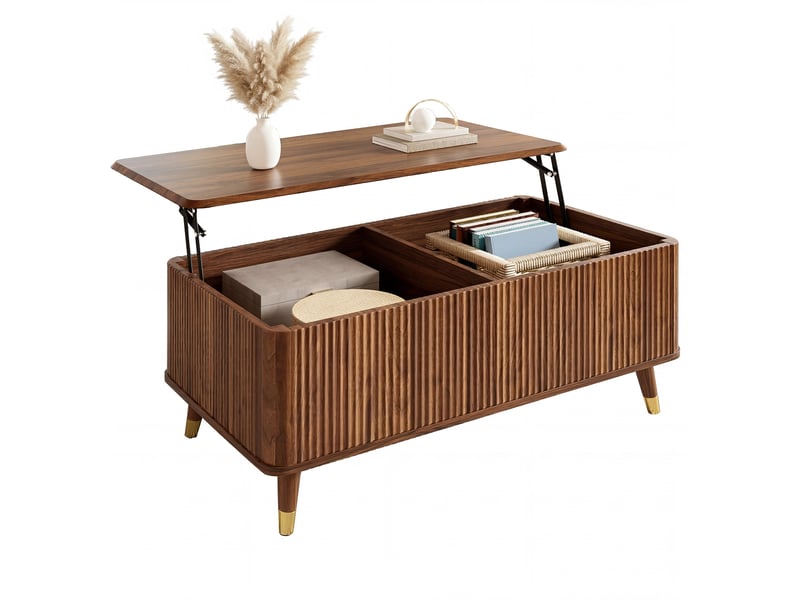 Table basse relevable 97x52x56,5 cm effet noyer avec rangement - Conforama A