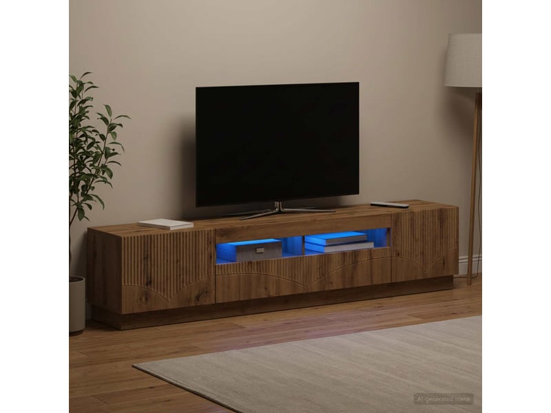  Meuble tv - banc tv - meuble de rangement led hoorn 3 pcs chêne artisanal bois d'ingénierie  - Conforama C
