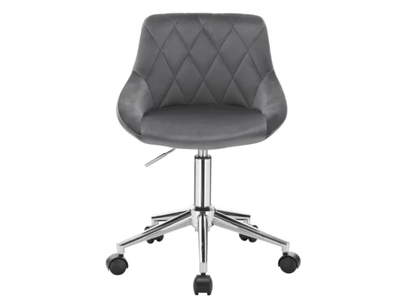  Chaise de bureau pivotante réglable en hauteur - lpospi - dossier bas, métal et velours gris foncé  - Conforama A