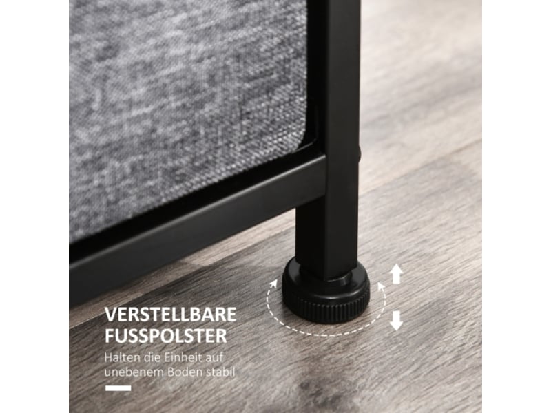  Commode gris foncé, 8 tiroirs en tissu, structure métal, meuble rangement moderne pour chambre et salon  - Conforama E