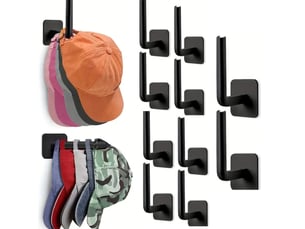 Crochet de rangement de chapeau sans poinçon, en plastique suspendu pour clés, auto-adhésif pour articles divers 10 pièce, noir