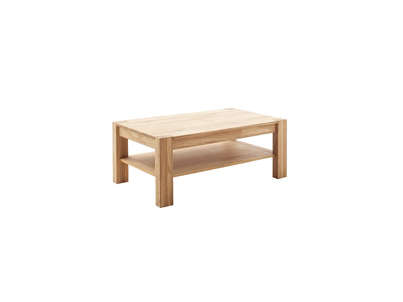  Table basse avec étagère coloris chêne massif huilé - longueur 115 × largeur 65 × hauteur 46 cm  - Conforama D