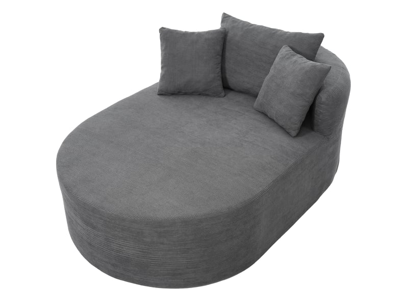 Canapé relax ovale compressé 1 place, 170x112,5x83 cm, fauteuil lounge à assise extra profonde 122 cm, sans montage, velours côtelé gris foncé - Conforama A
