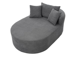 Canapé relax ovale compressé 1 place, 170x112,5x83 cm, fauteuil lounge à assise extra profonde 122 cm, sans montage, velours côtelé gris foncé