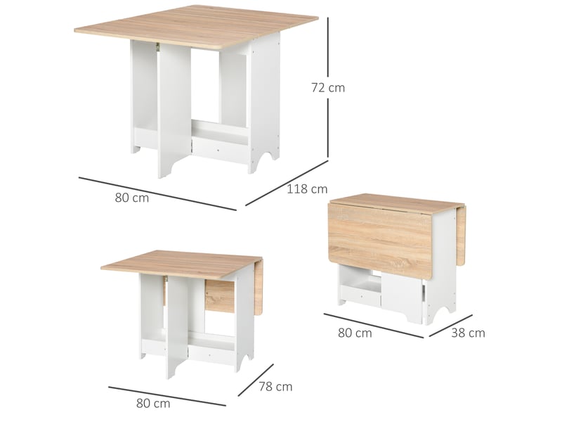  Console à abattants avec étagère, table basse pliante  - Conforama E