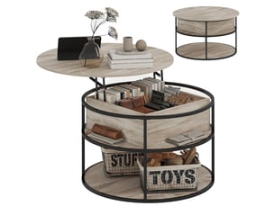 Table basse rond(e) coloris bois clair <strong>PANGIVO</strong> <strong></strong> - 80 cmx80 cm