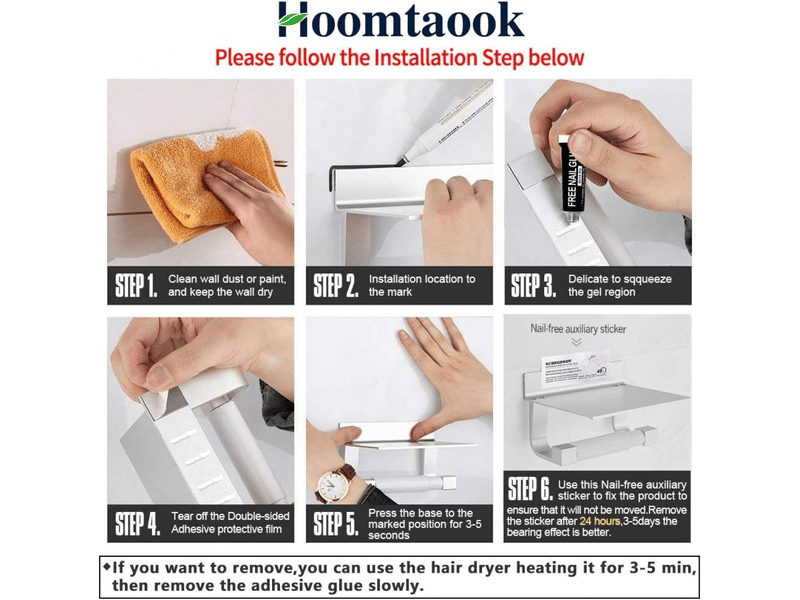  Porte-papier toilette adhésif puissant, en aluminium argenté.  - Conforama E