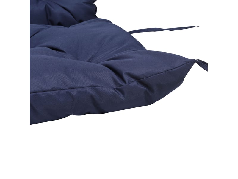  Coussin de banc 3 places 150 x 98 x 8 cm bleu en polyester, avec dossier et 6 liens de fixation  - Conforama E