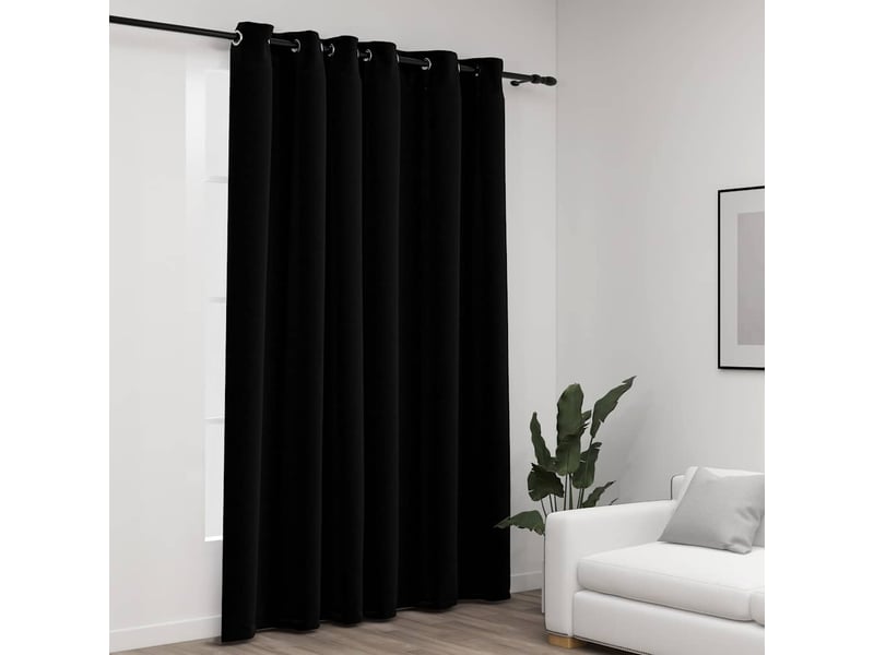  Rideau occultant, rideau black-out aspect de lin avec œillets noir 290x245 cm cf43943  - Conforama B
