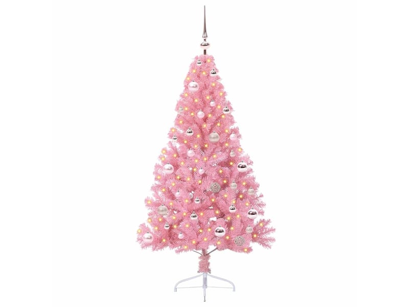 Sapin de noël artificiel, arbre de noël pré-éclairé rose 150 cm pvc shl6662 - Conforama A