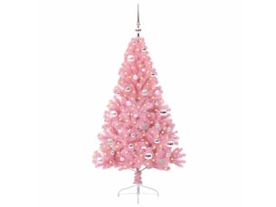 Sapin de noël artificiel, arbre de noël pré-éclairé rose 150 cm pvc shl6662