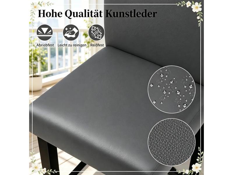  Lot de 2 tabourets de bar en similicuir gris et noir T5828P516356 - Conforama E