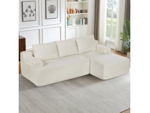Canapé d'angle convertible 238x152x66 cm – beige – 4 places – assise profonde, modulaire et sans montage