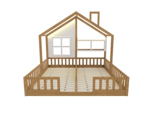 Lit cabane 90x200 cm <strong>ZOVIRA</strong> <strong></strong> coloris naturel