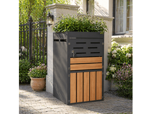 Armoire extérieure 66x80x128 cm – gris – bac à plantes intégré, ventilation à lamelles et fermeture verrouillable