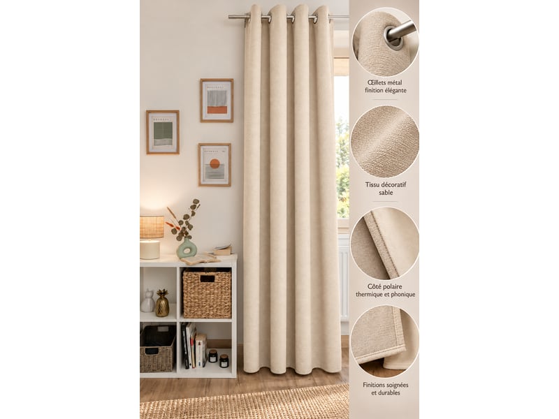  Rideau occultant phonique et thermique 140 x 240 cm osiris sable 15675 - Conforama B