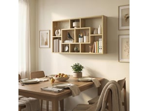 Étagère murale bibliothèque 8 cubes, meuble de rangement, design moderne, 85 x 14,5 x 47,5 cm, chêne