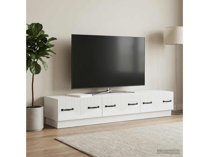  Meuble tv - banc tv - meuble de rangement blanc 147 x 34,5 x 27 cm bois d'ingénierie  - Conforama D