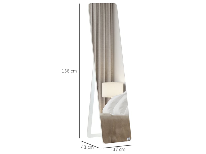 Miroir sur pied pleine longueur 37 x 43 x 156 cm - blanc - pose libre ou fixation murale polyvalente - Conforama C