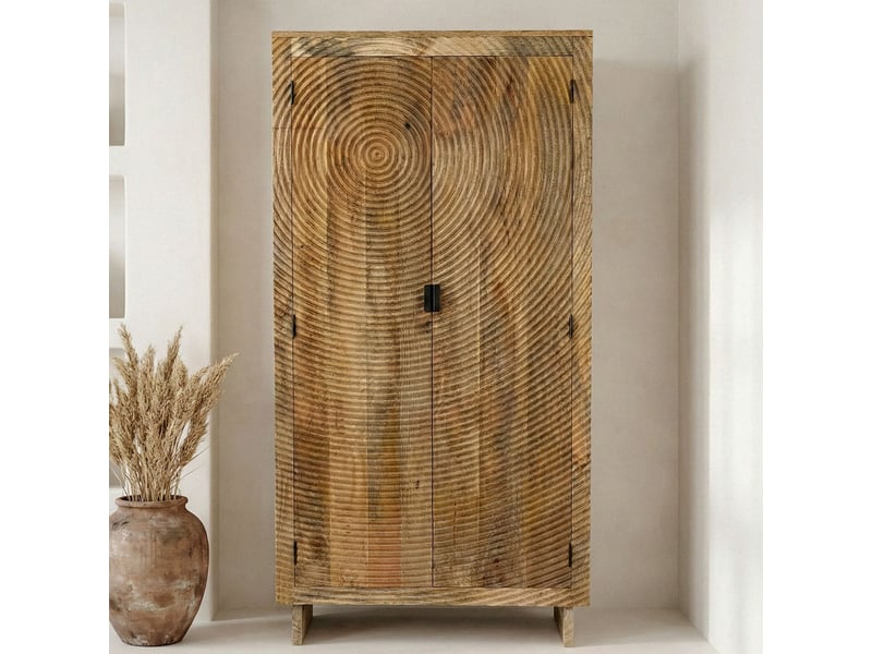 Finebuy armoire en bois de manguier massif naturel 180cm - armoire haute de salon - armoire polyvalente style maison de campagne - armoire à 2 portes - armoire design en bois massif faite à la main  - Conforama B