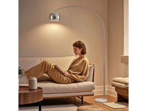 Lampadaire arc 26x100x167 cm abat-jour orientable métal argenté