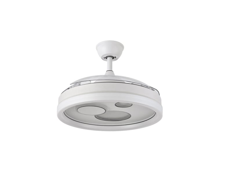  Fabrilamp turia plafonnier ventilateur led 72 w, 6120 lm, moteur dc, 3 pales rétractables, ø 107 cm, blanc 184891401 - Conforama C