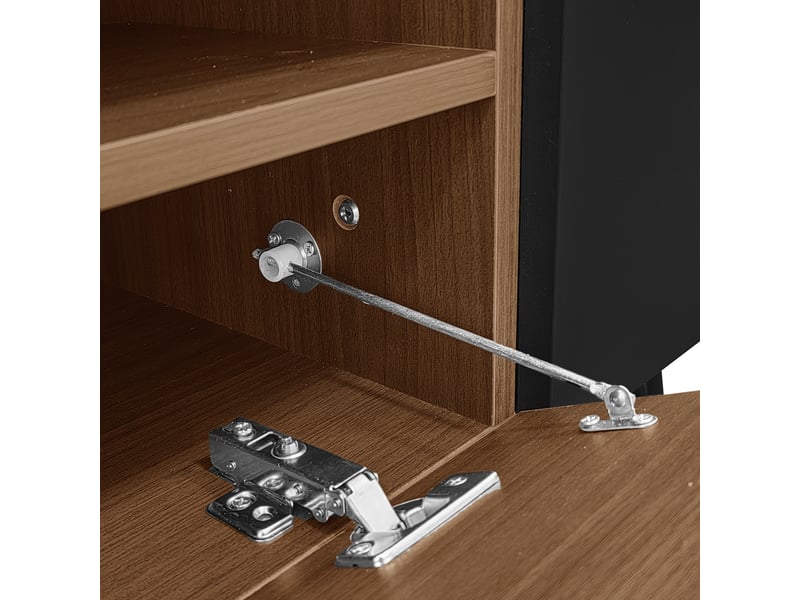  Meuble tv 180 cm noir effet bois – design moderne épuré, rangement pratique pour salon  - Conforama D