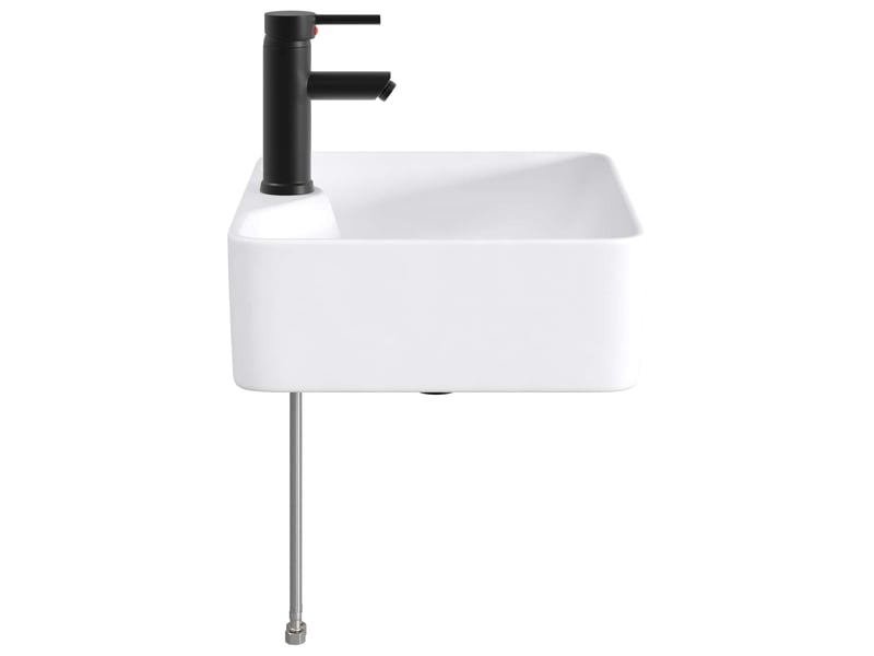  Lavabo de salle de bain avec robinet et évacuation noir mat shl8313  - Conforama E