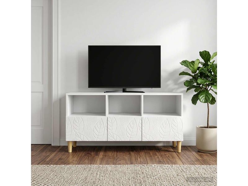  Meuble tv - banc tv - meuble de rangement 102 x 34,5 x 50 cm blanc brillant bois d'ingénierie  - Conforama B