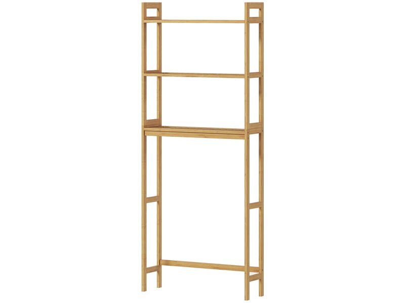 Meuble de salle de bain à suspendre aux toilettes avec 3 étagères et tapis antidérapants 68 x 20 x 165 cm naturel  - Conforama B