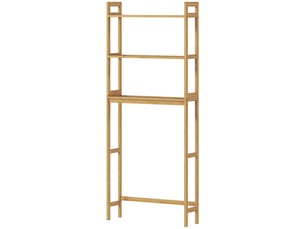 Meuble de salle de bain à suspendre aux toilettes avec 3 étagères et tapis antidérapants 68 x 20 x 165 cm naturel