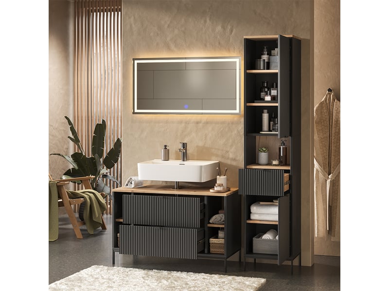  Vicco meubles bain, noirchêne viking, 3 pièces  - Conforama E