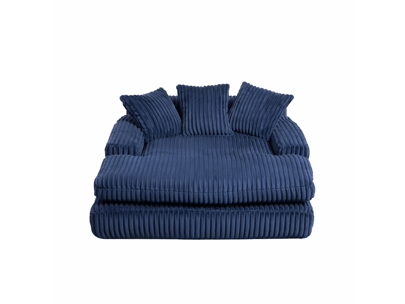 Meridienne 1 place avec 3 coussins, en velours côtelé, bleu - Conforama A