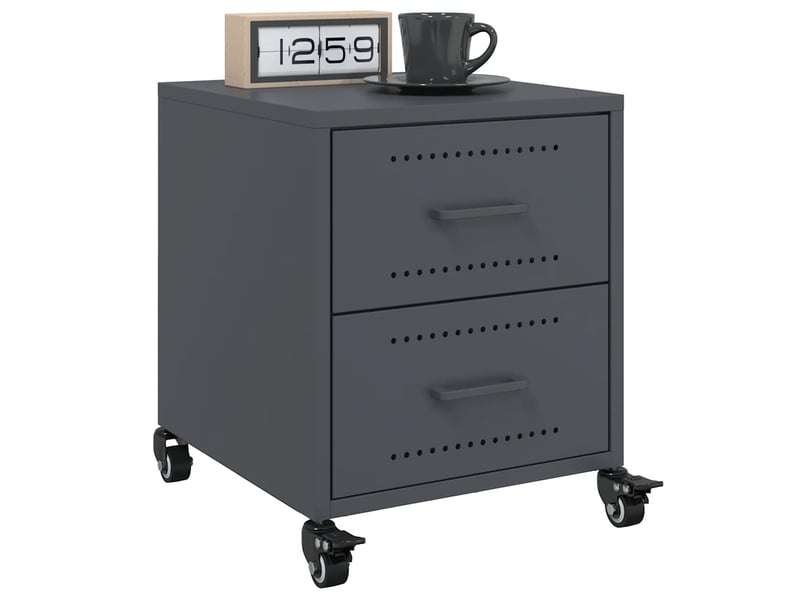  Vidaxl 2 tables de chevet anthracite acier 2 tiroirs meuble rangement 36x39x43,5cm chambre  - Conforama B