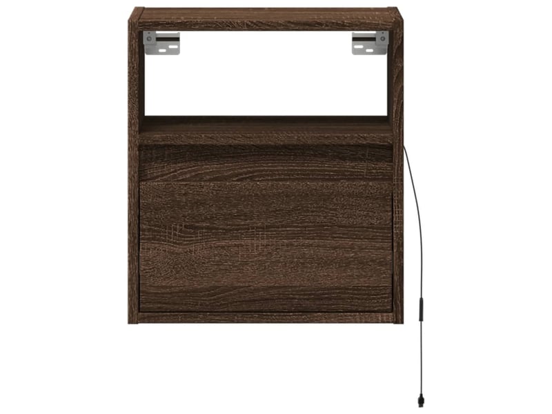 Lot de 2 tables de chevet - cabinet de chevet - table de nuit murales avec lumières led chêne marron  - Conforama E