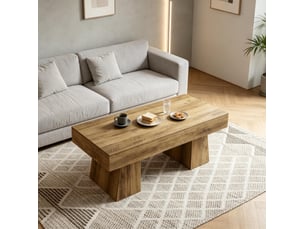 Table basse rectangulaire coloris marron FLORAGRACE - 60 cmx120 cm