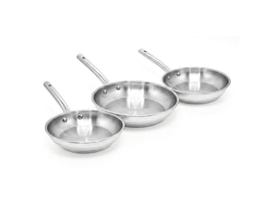 Lot de 3 poêles à frire en inox 20 cm 24 cm 28 cm fackelmann rhona