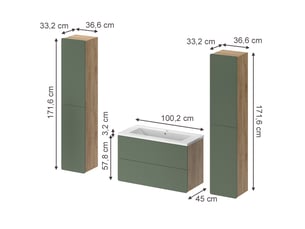Vicco ensemble de meubles de salle de bain, vertchêne doré, 4 pièces
