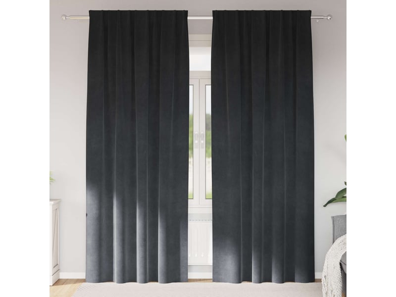  Lot de 2 rideaux, rideaux de fenêtre gris clair 140 x 260 cm velours cf44053  - Conforama B