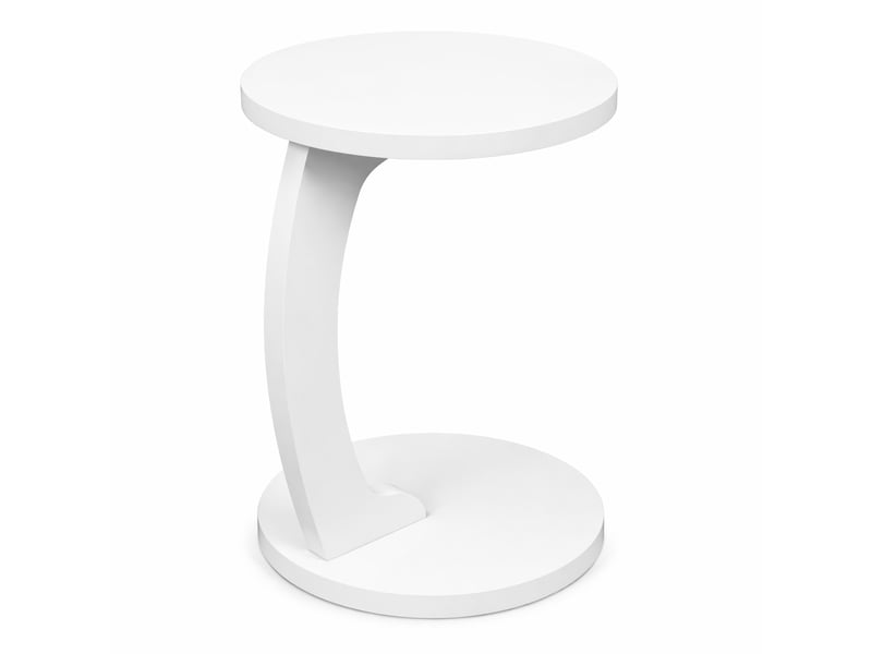  Table basse ronde en forme de c avec plateau d'appoint gain de place, en mdf mélaminé, blanc, 38 × 55 cm  - Conforama A