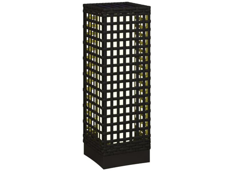  Lampe solaire style rotin, noire, 15,5 x 15,5 x 46 cm, étanche, capteur lumineux led automatique  - Conforama A