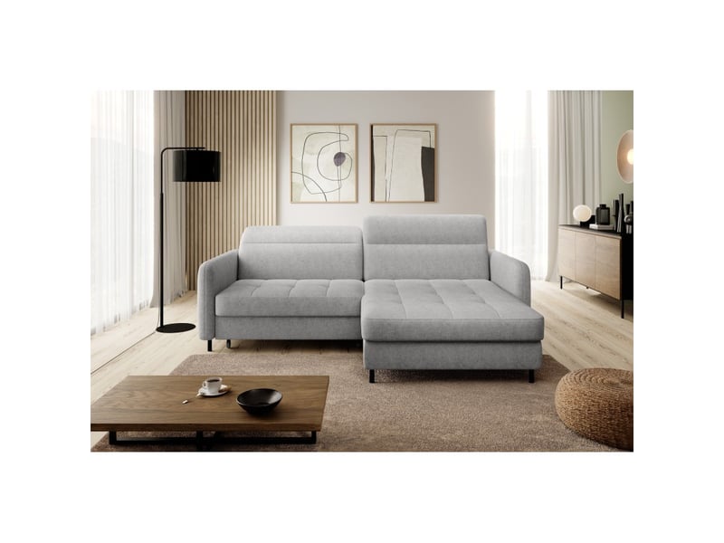 Canapé d'angle collection goumsi coloris gris clair - Conforama E