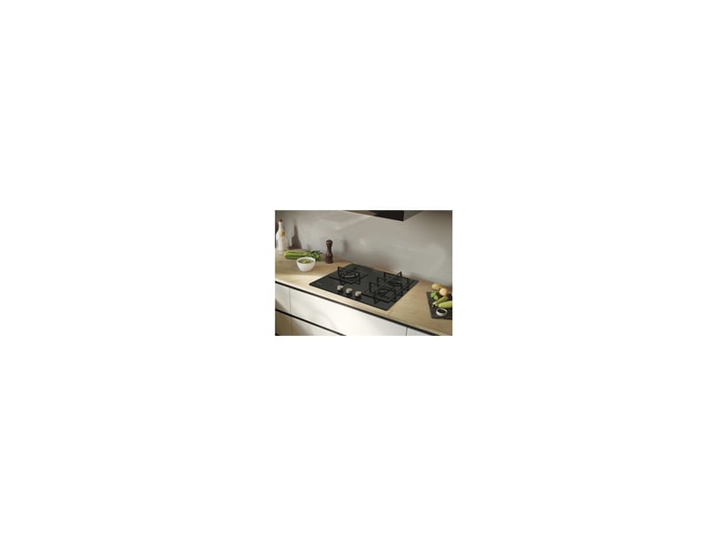  Plaque de cuisson gaz rosières rvw63b4c3b 60 cm noire en verre trempé 3 feux 8059861 - Conforama E