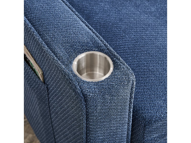  Canapé convertible 2 places bleu marine en tissu et bois, design minimaliste élégant avec chargeur usb intégré  - Conforama W