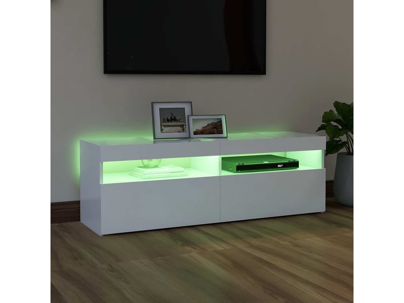 Meuble tv - banc tv - meuble de rangement avec lumières led blanc 120x35x40 cm - Conforama E