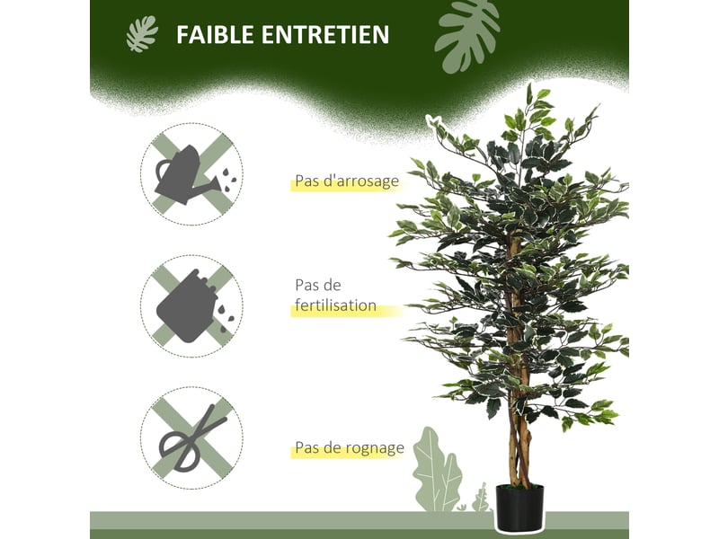  Plante artificielle ficus tronc branches liane lichen feuilles grand réalisme pot hauteur inclus 1,3 m  - Conforama R