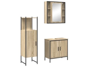 Ensemble de mobilier de salle de bain 3 pièces marron cf64487