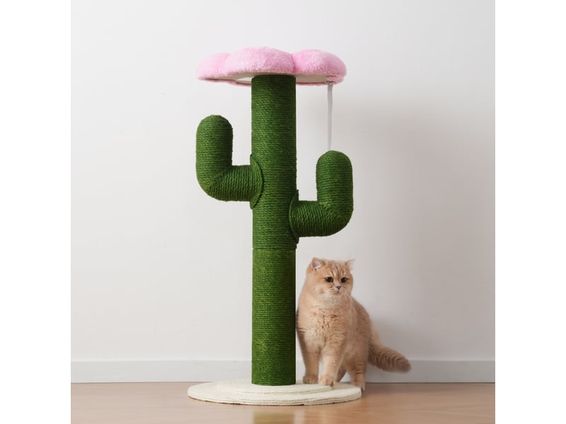  cactus avec griffoir chat 90 cm, plateforme fleur et sécurité. Superbe  vert pour le jeu et le repos quotidien.  - Conforama D