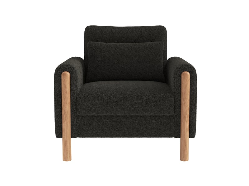  Fauteuil lounge modenvie 1 place en tissu bouclette teddy gris foncé 87 x 83 x 88,5 cm  - Conforama A